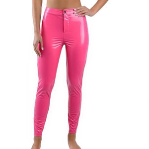 Pantalon Skinny En Cuir PU Taille Haute Pour Femmes Finition Miroir Brillante Pantalon Crayon Streetwear Clubwear Sexy