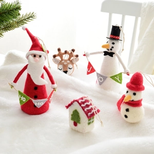 Handmade Wool Felt Christmas Ornaments Santa Claus Snowman Reindeer Hanging Pendants For Christmas Tree Party Home Decor Xmas Gifts