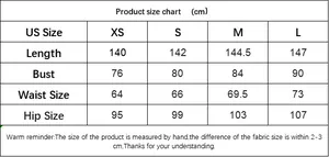 Gedetailleerde maattabel voor de effen slipdress met afmetingen in centimeters