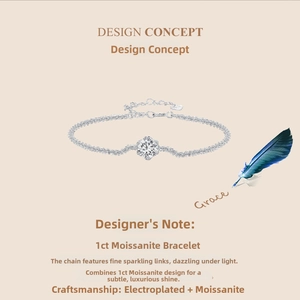 Detail of 1ct Moissanite snowflake bracelet in S925 silver with platinum plating