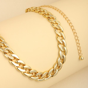 Elegant gold acrylic chunky chain waist belt for dresses with adjustable extender link