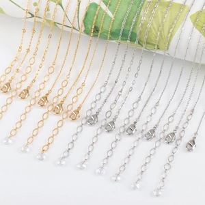 Minimalist Copper Necklace Chain 18K Gold Rhodium Plated With Lobster Clasp Extension Crystal Bead Pendant Adjustable