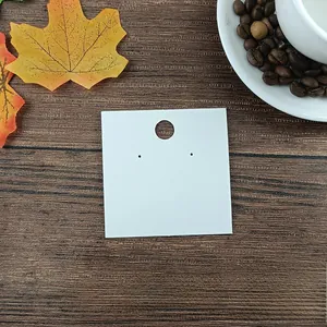 White 8x8cm square earring display card for jewelry packaging and retail display