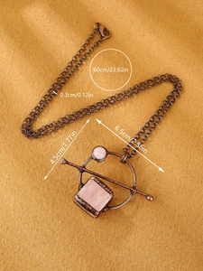 Detailed size chart showing 60cm chain length and vintage rose quartz pendant dimensions