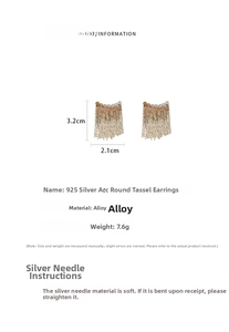 Detail specifications of 925 silver needle curved round fringe earrings in alloy
