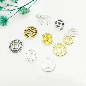 Set of 10 gold and silver hollow coin-shaped jewelry spacers for DIY crafting