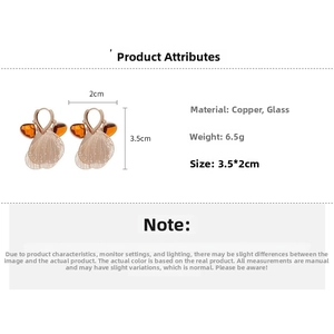 Detail view of crystal petal tassel earrings showing size 3.5x2cm and weight 6.5g