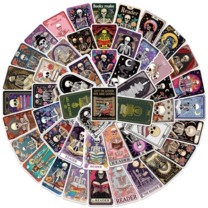50 pieces of waterproof vinyl tarot reader skeleton stickers for laptops and skateboards