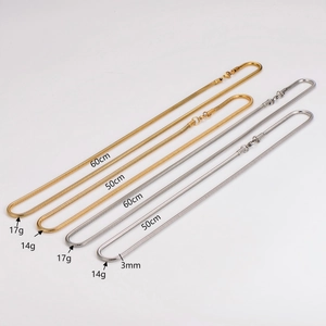 Colliers à chaîne serpent ronde en acier inoxydable doré et argenté, largeur de 3 mm