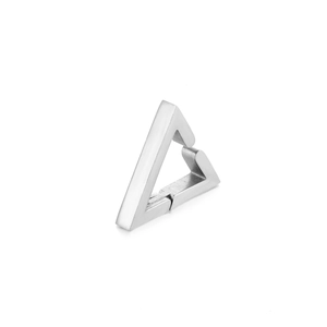 Minimalist silver triangle geometric hoop earrings in polished stainless steel