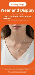 Detail of 925 sterling silver necklace with heart-cut moissanite pendant on a model