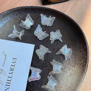 Mini Butterfly Hair Claw Clips Transparent Holographic Laser Glitter Luminous Plastic Hairpins For Women Girls Styling