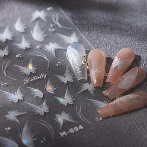 Autocollants À Ongles Papillon 3D Holographique Aurora Laser Adhésif Nail Art Decals Décoration De Manucure Mince