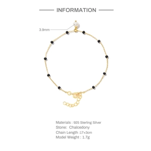Detailed specifications of 925 silver pearl bracelet with chalcedony beads and 17+3cm chain