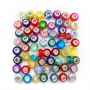 Set of 10 colorful large-hole beads in mixed colors for DIY jewelry and bracelets