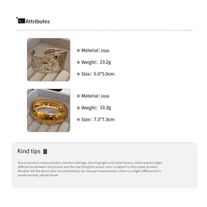 Detailed size and weight specifications for wave and round metal bangles in silver and gold