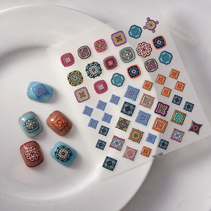 Stickers à ongles 5D style bohème mandala imperméables pour décoration de manucure artistique