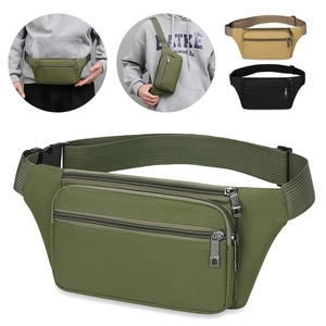 Men's durable waist bag with multiple zipper compartments for sports and outdoor use