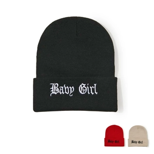 Bonnet Beanie Brodé Baby Girl Acrylique Tricoté Chaud À Revers Hip Hop Streetwear Pour Femmes Filles