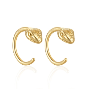 Detail showing S925 hallmark on gold-plated sterling silver snake head stud earrings