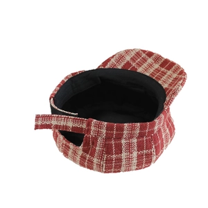 Cappello newsboy vintage in tweed a quadri rossi per bambina con cinturino regolabile