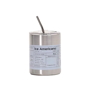 Ins-style 304 stainless steel tumbler with straw for iced americano and cold coffee