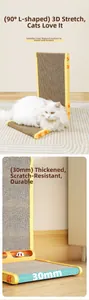 L-shaped cat scratching board with 90 degree 3D stretching design and 30mm thickness