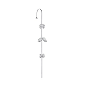 Climbing ear crawler in silver finish featuring marquise zircons and starry letter design