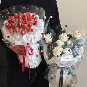Christmas Snowflake Transparent Cellophane Wrapping Paper Waterproof For Flower Bouquet Gift Packaging And DIY Decor Pompoms