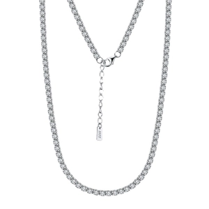 Minimalist S925 sterling silver tennis choker necklace with sparkling zircon stones