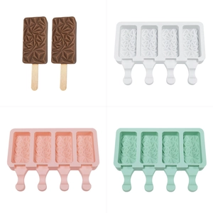 Moule à glace en silicone à 4 trous avec design montagne et couvercles pour glaces DIY