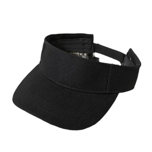 Classic black sun visor hat with wide brim and adjustable strap for outdoor sun protection