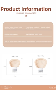 Detailed size specifications for silicone travel bottles in 60ml and 90ml capacities