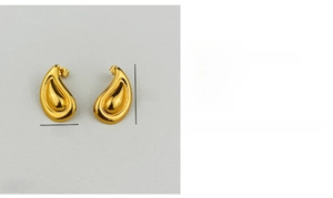 Detailed size chart for 18K gold plated stainless steel teardrop stud earrings