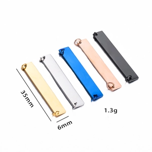 Macro shot of 6x35mm rectangle metal connectors in five colors for DIY jewelry making