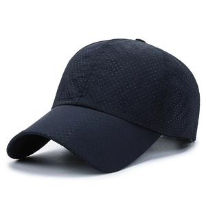 Quick-dry black baseball cap with breathable polka dot pattern for outdoor sports