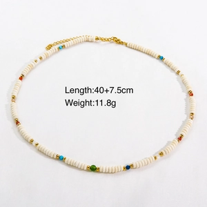 Detail shot of a handmade beaded necklace featuring length 40+7.5cm and 11.8g weight