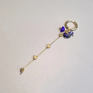 Bohemian gold stainless steel earring with blue natural stone beads and heart charms