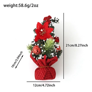 Christmas mini tree decor dimensions with height 21cm and width 12cm on white background