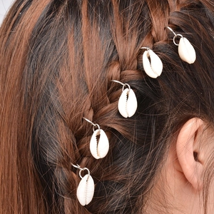 Bohemian hair rings set with white shell pendants for DIY braids and festival hairstyles
