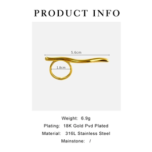 Détails des dimensions de la bague en acier inoxydable ondulé plaqué or 18 carats