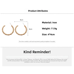 Twisted gold hoop earring details with 4cm diameter dimensions and 11.9g weight specs