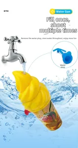 Detail of ice cream water gun showing the removable water plug and the filling process