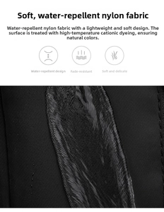 Macro shot of black waterproof nylon fabric with water droplets on the surface