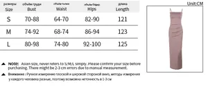 Size guide for the ruched slim fit maxi dress showing detailed CM measurements chart