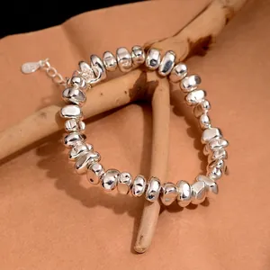 Irregular Geometric Beaded Bracelet Copper Silver Plated Niche Minimalist High-End Hand Jewelry For Women