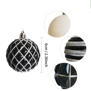 Black and white checkered Christmas ornament ball with 6cm diameter size details