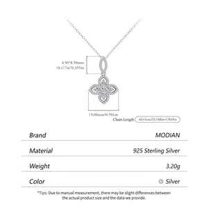 S925 Sterling Silver floral pendant necklace with sparkling cubic zirconia, 40+5cm chain