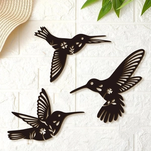 Wood Hummingbird Wall Art Decor Laser Cut Hollow Bird Sign For Home Living Room Bedroom Rustic Hanging Ornament