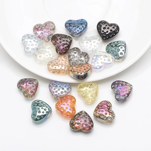 Polished 13x15mm heart-shaped glass pendants in various electroplated gradient colors